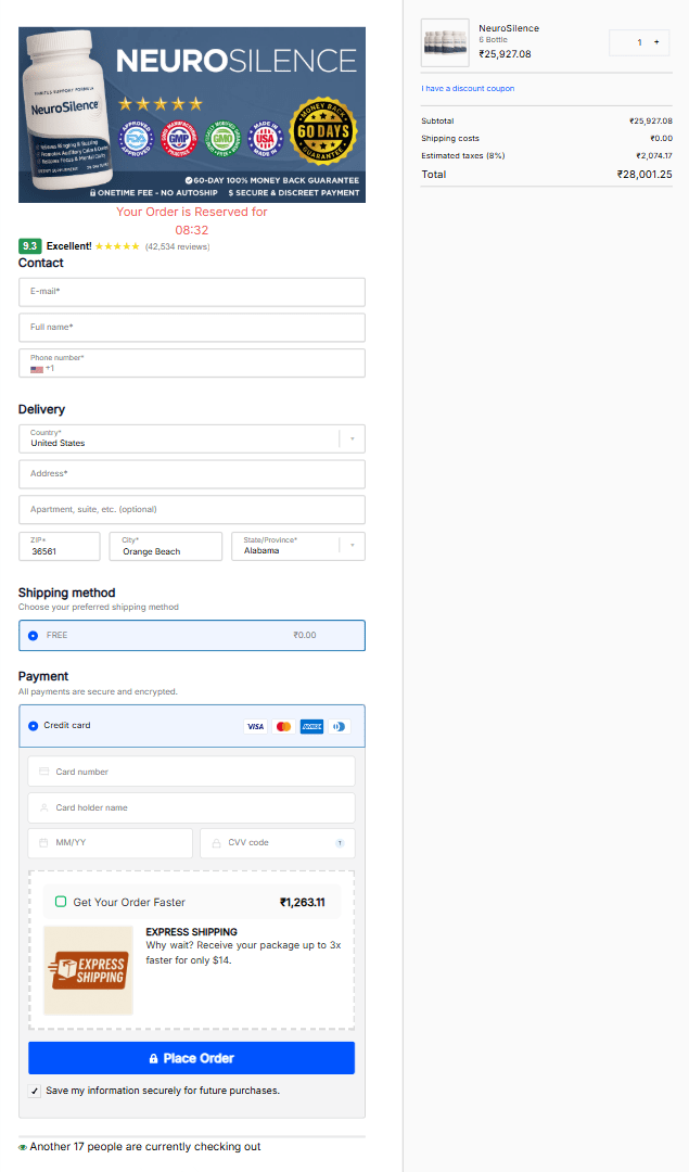 NeuroSilence order page